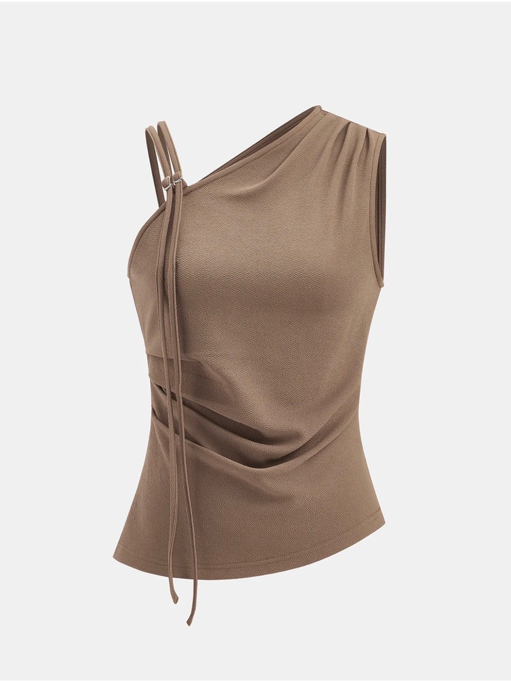 Commense One-Shoulder ruched textured Top